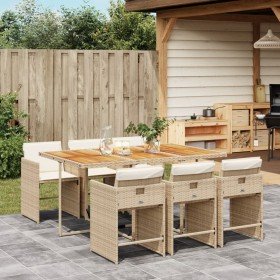 Set comedor de jardín 7 pzas con cojines ratán sintético beige en Conjuntos de jardín | Comprar online en Foru.es