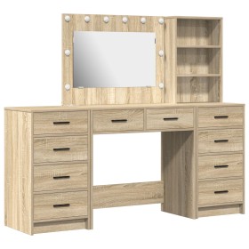 Set de tocador de 3 piezas con LED de madera de roble Sonoma de , Tocadores para dormitorios - Ref: Foro24-3334211, Precio: 3...