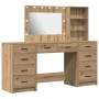 Juego de Mesa de Tocador de 3 Piezas con LED de Roble Artesanal y Madera de Buena Calidad de , Tocadores para dormitorios - R...