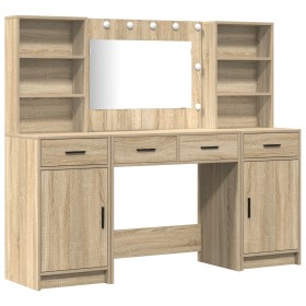 Conjunto de tocador de 3 piezas en madera elaborada color roble Sonoma de , Tocadores para dormitorios - Ref: Foro24-3334283,...