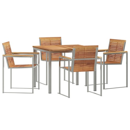 Juego de Comedor de Jardín  de 5 Piezas de Madera de Teca, Mesa de Comedor Exterior  90x90x74.5 cm de Madera de Teca | Foro24.es | Tu tienda online para hogar, jardín y más Foro24.es