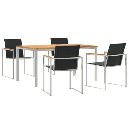 Conjunto de Comedor de Jardín de 5 Piezas de Madera de Teca , Mesa de Comedor al Aire Libre 150x90x75 cm de Madera de Teca de...