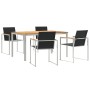 Conjunto de Comedor de Jardín de 5 Piezas de Madera de Teca , Mesa de Comedor al Aire Libre 150x90x75 cm de Madera de Teca de...