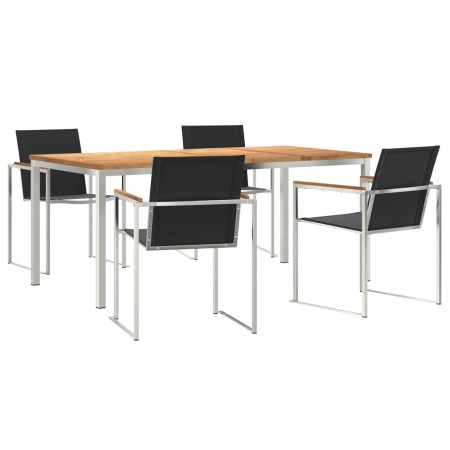 Conjunto de Comedor de Jardín de 5 Piezas de Madera de Teca Maciza, Mesa Exterior 180x90x75 cm de Madera de Teca Maciza de , ...