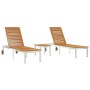 Tumbonas 2 pcs con Mesa de Madera Sólida de Acacia,  Tumbona con Ruedas 207x58x35 cm Madera Sólida de Acacia y Acero Inoxidable | Foro24.es | Tu tienda online para hogar, jardín y más Foro24.es