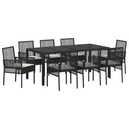 Juego de Comedor de Jardín de 9 Piezas  de Rattan Poliéster Negro | Foro24.es | Tu tienda online para hogar, jardín y más Foro24.es
