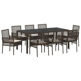Juego de comedor de jardín de 9 piezas en ratán sintético marrón de , Sillas de jardín - Ref: Foro24-3334868, Precio: 615,70 ...