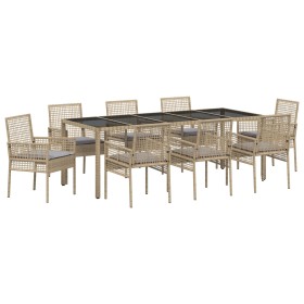 Juego de comedor de jardín de 9 piezas Beige Poliratán de , Sillas de jardín - Ref: Foro24-3334885, Precio: 637,13 €, Descuen...