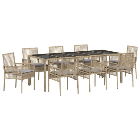 Juego de comedor de jardín de 9 piezas Beige Poliratán de , Sillas de jardín - Ref: Foro24-3334885, Precio: 637,13 €, Descuen...