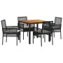 Juego de Comedor Set de 4 Negro Metal, Ratán Duradero | Foro24.es | Tu tienda online para hogar, jardín y más Foro24.es