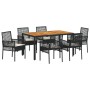 Conjunto de Comedor de Jardín de 7 Piezas con Cojines Negro Polirratán de , Sillas de jardín - Ref: Foro24-3334904, Precio: 5...