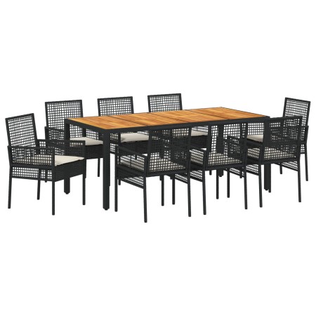 Conjunto de Comedor de Jardín  de 9 Piezas con Cojines Negros de Rattan Sintético | Foro24.es | Tu tienda online para hogar, jardín y más Foro24.es