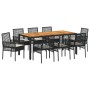Conjunto de Comedor de Jardín  de 9 Piezas con Cojines Negros de Rattan Sintético | Foro24.es | Tu tienda online para hogar, jardín y más Foro24.es
