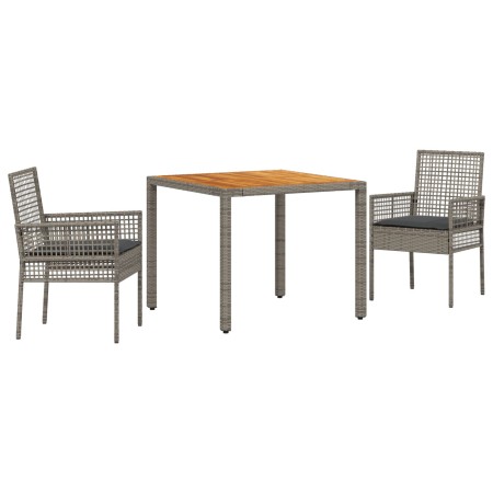 Juego de Comedor de Jardín de 3 Piezas con Cojines Gris Poliratán de , Sillas de jardín - Ref: Foro24-3334909, Precio: 215,50...