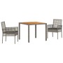 Juego de Comedor de Jardín de 3 Piezas con Cojines Gris Poliratán de , Sillas de jardín - Ref: Foro24-3334909, Precio: 215,50...