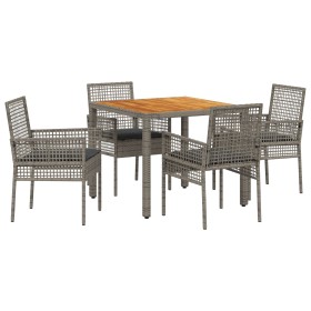 Conjunto de Comedor de Jardín de 5 Piezas con Cojines Grises de Poliratán de , Sillas de jardín - Ref: Foro24-3334910, Precio...