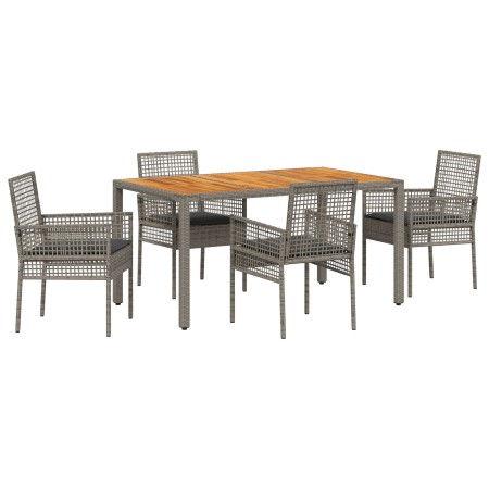 Conjunto de Comedor de Jardín de 5 Piezas con Cojines Gris Poliratán de , Sillas de jardín - Ref: Foro24-3334911, Precio: 400...