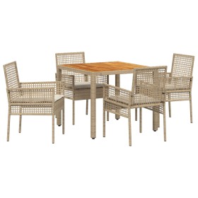 Conjunto de Comedor de Jardín de 5 Piezas con Cojines Beige de Ratán de , Sillas de jardín - Ref: Foro24-3334918, Precio: 320...