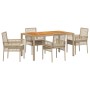 Juego de Comedor de Jardín de 5 Piezas con Cojines Beige de Ratán Poliéster de , Sillas de jardín - Ref: Foro24-3334919, Prec...