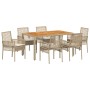 Conjunto de Comedor de Jardín de 7 Piezas con Cojines Beige de Ratán Polipropileno de , Sillas de jardín - Ref: Foro24-333492...