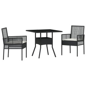 Conjunto de Comedor de Jardín de 3 Piezas Negro de Poliratán de , Sillas de jardín - Ref: Foro24-3334923, Precio: 201,20 €, D...