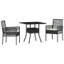 Conjunto de Comedor de Jardín de 3 Piezas Negro de Poliratán de , Sillas de jardín - Ref: Foro24-3334923, Precio: 201,20 €, D...