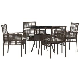Conjunto de Comedor de Jardín de 5 Piezas Marrón de Ratán Sintético de , Sillas de jardín - Ref: Foro24-3334926, Precio: 296,...
