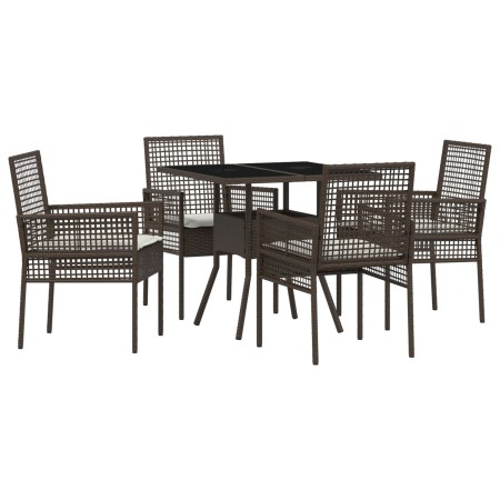 Conjunto de Comedor de Jardín de 5 Piezas Marrón de Ratán Sintético de , Sillas de jardín - Ref: Foro24-3334926, Precio: 296,...