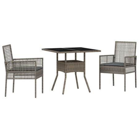 Set de Comedor de Jardín de 3 Piezas en Ratán Poliéster Gris de , Sillas de jardín - Ref: Foro24-3334927, Precio: 176,51 €, D...