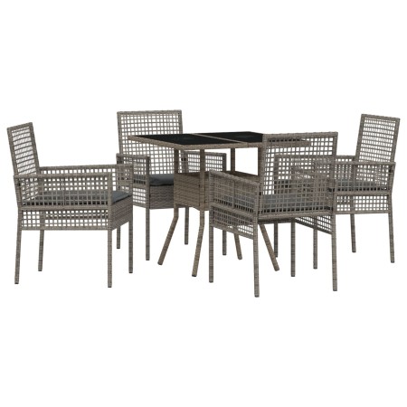 Juego de Comedor de Jardín de 5 Piezas en Ratán Poliéster Gris de , Sillas de jardín - Ref: Foro24-3334928, Precio: 280,99 €,...