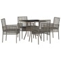 Juego de Comedor de Jardín de 5 Piezas en Ratán Poliéster Gris de , Sillas de jardín - Ref: Foro24-3334928, Precio: 280,99 €,...
