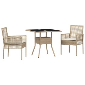 Conjunto de Comedor de Jardín de 3 Piezas Beige de Ratán Sintético de , Sillas de jardín - Ref: Foro24-3334931, Precio: 193,3...