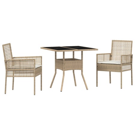 Conjunto de Comedor de Jardín de 3 Piezas Beige de Ratán Sintético de , Sillas de jardín - Ref: Foro24-3334931, Precio: 193,3...