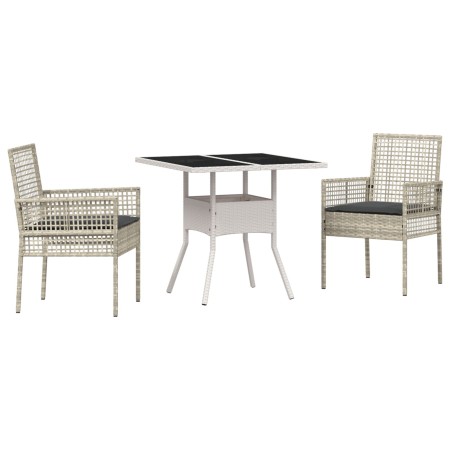 Conjunto de Comedor de Jardín de 3 Piezas Gris Claro Ratán de , Sillas de jardín - Ref: Foro24-3334933, Precio: 186,67 €, Des...