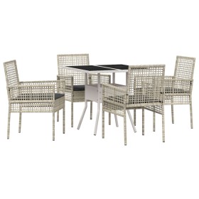 Conjunto de Comedor de Jardín de 5 Piezas en Ratán Sintético Gris Claro de , Sillas de jardín - Ref: Foro24-3334934, Precio: ...