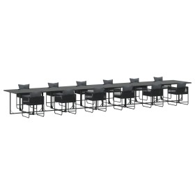 Set de Comedor de Jardín de 18 Piezas de con Cojines de Acero y Ratán Natural de , Conjuntos de jardín - Ref: Foro24-3335877,...