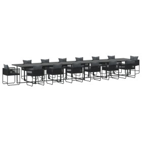 Conjunto de Comedor de Jardín de 19 Piezas con Cojines de Acero Negro y Ratán Sintético de , Conjuntos de jardín - Ref: Foro2...