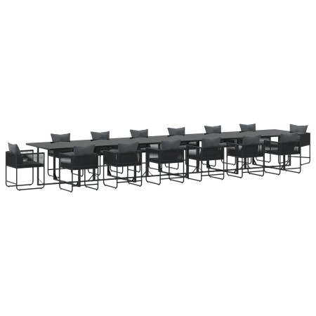 Conjunto de Comedor de Jardín de 19 Piezas con Cojines de Acero Negro y Ratán Sintético de , Conjuntos de jardín - Ref: Foro2...