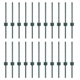 Postes de cerca 22 pcs U-Channel Verde 80 cm Acero de , Postes de cerca - Ref: Foro24-3335910, Precio: 61,02 €, Descuento: %