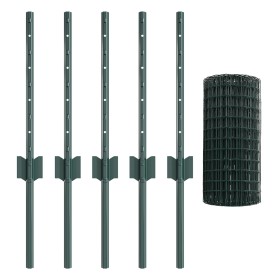 Cerca Euro con 5 postes en U Verde 0.4x10 m Acero de , Postes de cerca - Ref: Foro24-3335964, Precio: 42,10 €, Descuento: -5%%