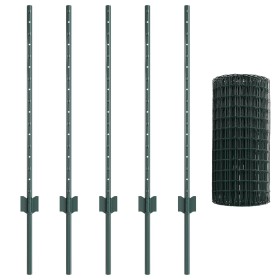 Cerca Euro con 5 postes en U Verde 0.8x10 m de acero de , Postes de cerca - Ref: Foro24-3335966, Precio: 63,42 €, Descuento: ...