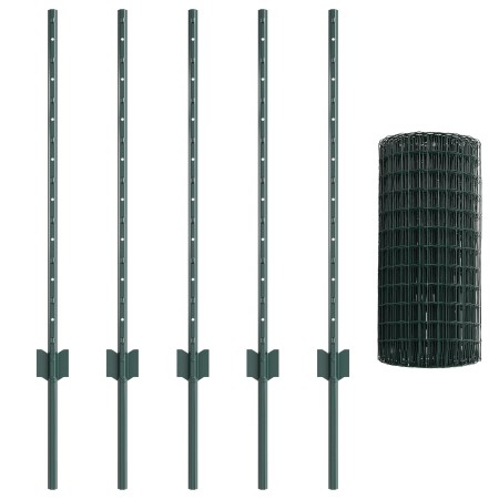 Cerca Euro con 5 postes en U Verde 0.8x10 m de acero de , Postes de cerca - Ref: Foro24-3335966, Precio: 63,42 €, Descuento: ...