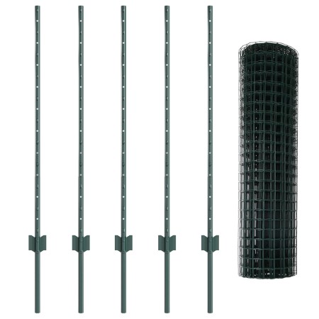 Cerca Euro con 5 postes U Verde 1x10 m Acero de , Postes de cerca - Ref: Foro24-3335967, Precio: 72,58 €, Descuento: %