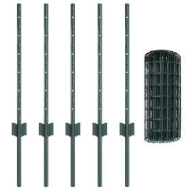 Euro Fence con 5 postes en U Verde 0.6x10 m Acero de , Postes de cerca - Ref: Foro24-3335973, Precio: 49,92 €, Descuento: -5%%