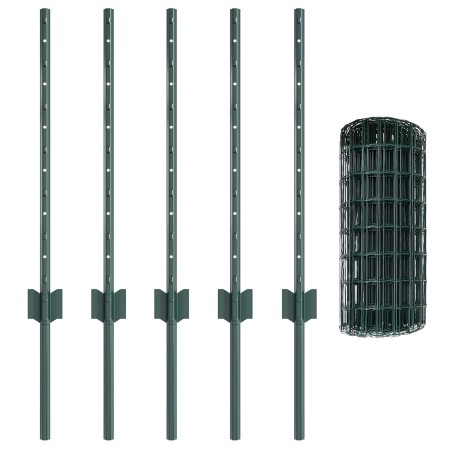 Euro Fence con 5 postes en U Verde 0.6x10 m Acero de , Postes de cerca - Ref: Foro24-3335973, Precio: 49,92 €, Descuento: -5%%