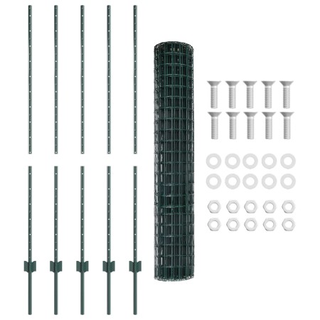 Cerca Euro con 5 Postes en U Verde 1.4x10 m Acero de , Postes de cerca - Ref: Foro24-3335977, Precio: 94,85 €, Descuento: -5%%