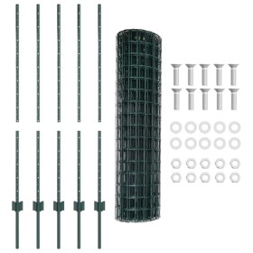 Valla Euro con 5 postes en U Verde 1.2x10 m Acero de , Postes de cerca - Ref: Foro24-3335984, Precio: 81,92 €, Descuento: -5%%