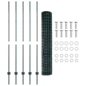 Valla Euro de con 5 Postes U Verde 1.5x10 m Acero de , Postes de cerca - Ref: Foro24-3335986, Precio: 96,35 €, Descuento: -5%%