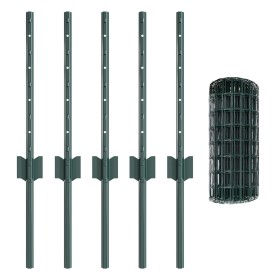 Cerca Euro con 5 Postes U Verde 0.4x10 m Acero de , Postes de cerca - Ref: Foro24-3335988, Precio: 39,05 €, Descuento: -5%%