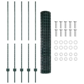 Valla Euro con 5 Postes U Verde 1.4x10 m Acero de , Postes de cerca - Ref: Foro24-3335993, Precio: 82,11 €, Descuento: -5%%